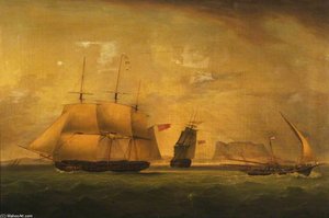 Hms 'magicienne' Off Table Top Mountain, South Africa — Thomas Luny