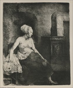 A Woman Seated Before A Dutch Stove — Rembrandt Van Rijn