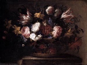 Still-life With A Basket Of Flowers — Juan De Arellano