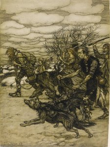 There's Where You Meet Hunters, And Trappers For The Circuses, Prodding Along Chained Bears And Muzzled Wolves — Arthur Rackham