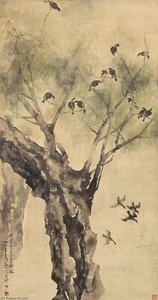 Birds Resting On A Willow — Xu Beihong