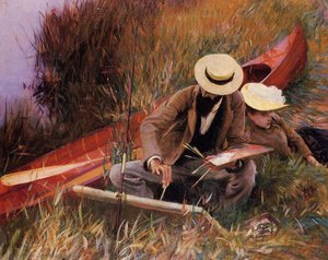 Paul Helleu Sketching With His Wife — John Singer Sargent