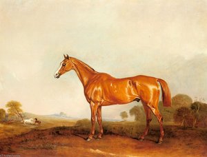 A Golden Chestnut Hunter In A Landscape — John Ferneley, Snr