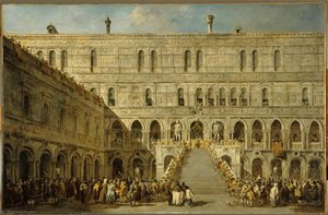Le Couronnement Du Doge De Venise Sur L'escalier Des Geants Au Palais Ducal De Venise — Francesco Lazzaro Guardi