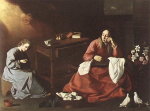 Christ Et La Vierge Dans La Maison De Nazareth — Francisco De Zurbarán