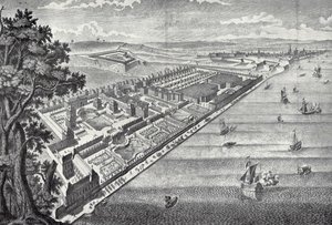 General View Of The Summer Residence Favorite Mainz In An Engraving, — Salomon Kleiner