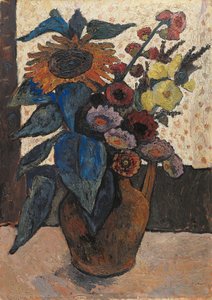 Still Life With Sunflowers, Hollyhocks And Georgines — Paula Modersohn-becker