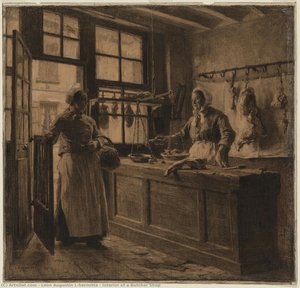 Interior Of A Butcher Shop — Léon Augustin L'hermitte