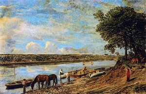 Red River Ferry Across To St. Boniface — William George Richardson Hind