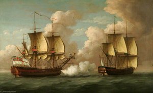 Hms 'brune' Captures French Ship 'l'oiseau' — John Cleveley The Elder