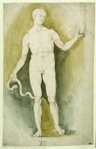 Nude Cu Sticlă Și Șarpe — Albrecht Dürer