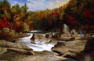 The St. Anne Falls Near Quebec, From Above And Looking Upward — Cornelius David Krieghoff
