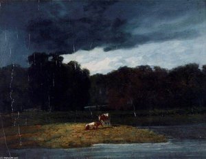Landscape - A Wood And Cattle Under A Stormy Sky — Sir Augustus Wall Callcott