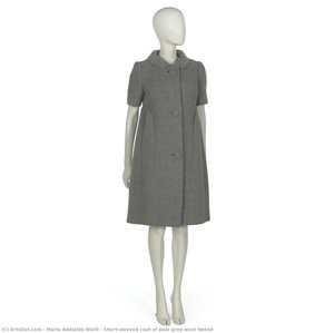 Short-sleeved Coat Of Pale Grey Wool Tweed — Maria Adélaïde Nielli