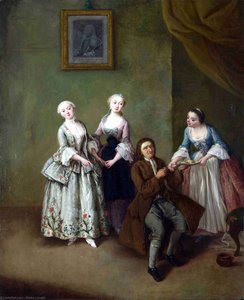 An Interior With Three Women And A Seated Man — Pietro Longhi