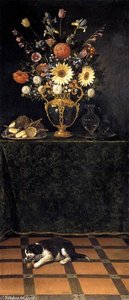 Still Life With A Puppy — Juan Van Der Hamen Y Leon