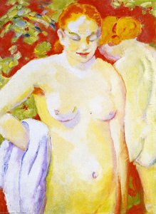Nudes On Vermilion (sketch) — Franz Marc