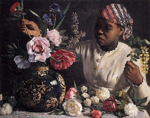 Negress With Peonies — Frédéric Bazille
