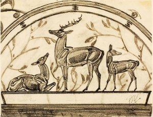 (study For The Paul J. Rainey Memorial Gateway, New York Zoological Park) (family Of Deer) — Paul Manship