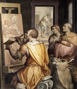 St Luke Painting The Virgin (detail) — Giorgio Vasari