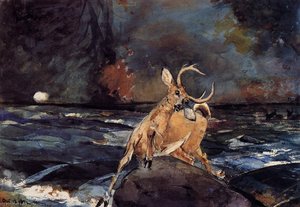 A Good Shot, Adirondacks — Winslow Homer