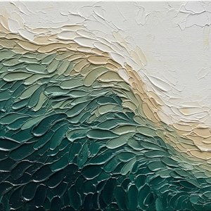 Marées Éthérées De Bleu Sarcelle Profond Et De Crème Sculpturale En Mouvement Rythmique
