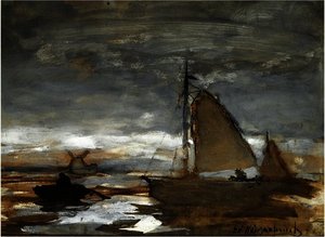 Schepen In Den Avond — Jan Weissenbruch