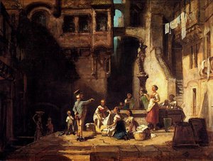 Washerwomen At The Well — Carl Spitzweg