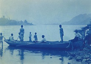 Boys With A Boat, Ohio River, Near Wheeling, West Virginia — Thomas Pollock Anshutz