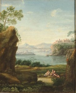 Landscape With Couple And Distant Buildings — Paolo Anesi