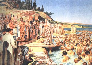 The Baptism Of Kievans — Klavdi Vasilievich Lebedev