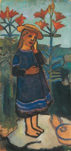 Elsbeth Between Fire Lilies — Paula Modersohn-becker