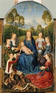 La Virgen Y El Niño Rodeados De Santas — Hans Memling