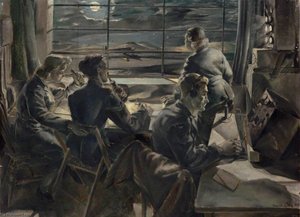 Night Scene In A Watch Office — Leslie Cole