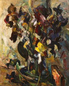 Still Life – Flowers (irises) And Book — Elliott Seabrooke