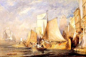 A Harbour Scene With Shipping — John Wilson Ewbank