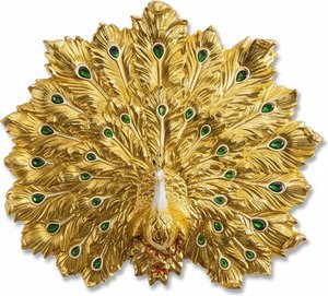 Gilded Peacock Wall Sculpture – Art Deco Style