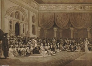 A Large Room With Corinthian Columns And Swags Of Cloth — Thomas And William Daniell