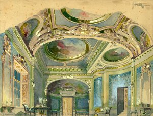 Set Design For Act 2 Of Puccini's Opera Tosca — Adolfo Hohenstein