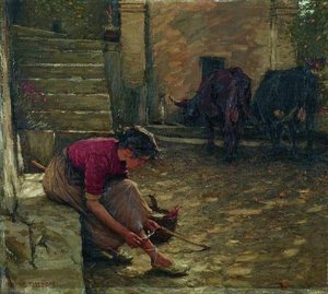 Going Out With The Cows — Henry Herbert La Thangue