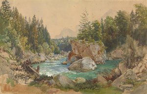 Wooded River Landscape In The Alps — Thomas Ender