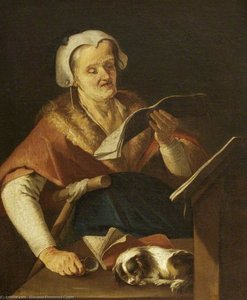 An Old Woman Singing, And A Dog — Giacomo Francesco Cipper