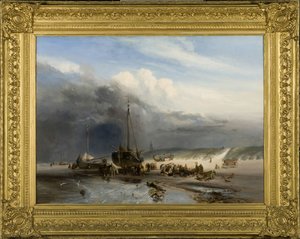 Beach Scene At Scheveningen With Fishing Boats — Charles Rochussen