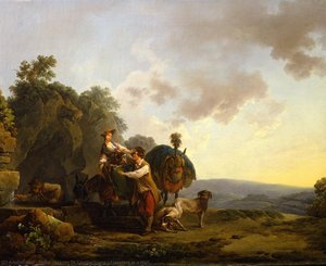 Travellers At A Well — Philip James De Loutherbourg