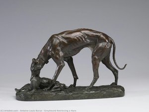 Greyhound Retrieving A Hare — Antoine-louis Barye