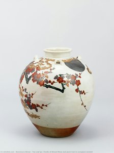 Tea Leaf Jar, Studio Of Ninsei/moon And Plum Tree In Overglaze Enamel — Nonomura Ninsei