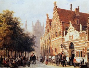 Kerkegracht En Weeshuis In Leiden Sun — Cornelius Springer