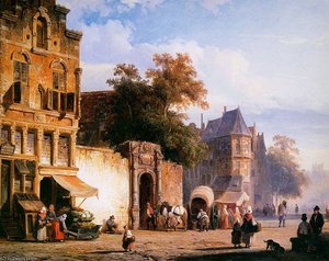 Cityview Wiith Marketstall Sun — Cornelius Springer