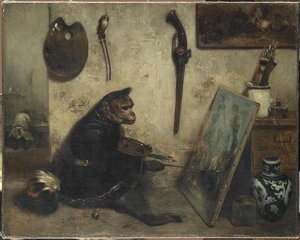 Le Singe Peintre Dit Aussi Interieur D'atelier — Alexandre Gabriel Decamps