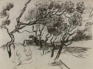 Pine Trees Along A Road To A House — Vincent Willem Van Gogh